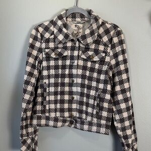 Tulle corduroy Black and White Plaid Jacket
